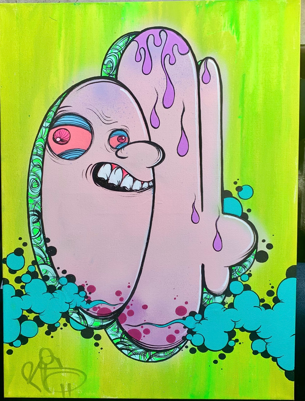 2025 GHOST ORIGINAL CANVAS (18X24) HAPPY FACE THROW SERIES # 1