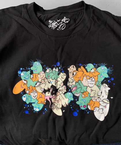 GHOST MULTI-THROW COTTON T-SHIRT (BLACK)